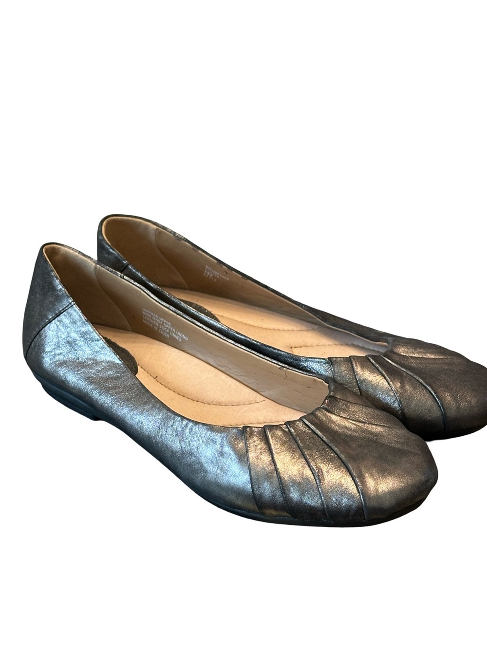 🧡 Metallic Pewter Leather Women’s Ballet Flats 🧡